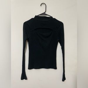 Forever 21 Black Witchy Long Sleeve Crop Top